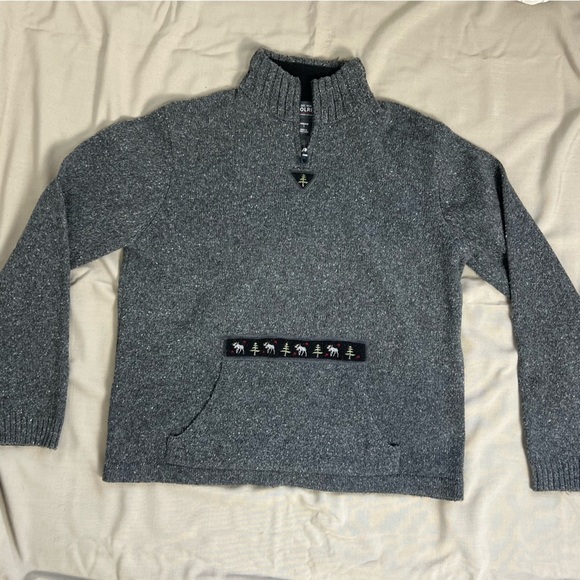 Woolrich Pullover Quarter Zip Onyx Heather Gray Sweater SZ L Gorpcore - Picture 5 of 16
